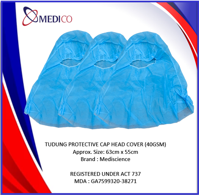 TUDUNG PROTECTIVE CAP  HEAD COVER (40GSM) - 10's