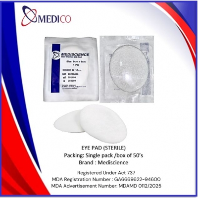 MEDISCIENCE EYE PAD NON WOVEN (STERILE) - (BOX OF 50's)